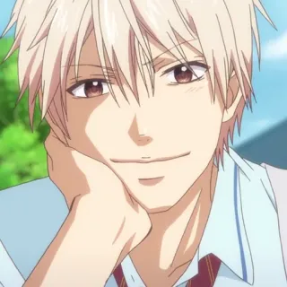 🎵 anime, manga, sorridente, ragazzo, personaggio, ritratto whatsapp sticker
