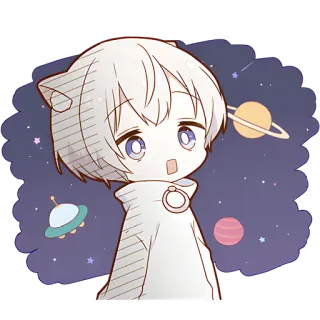 🌌 Anime, Cartoon, Planet, Weltraum, Kawaii, Süß whatsapp sticker