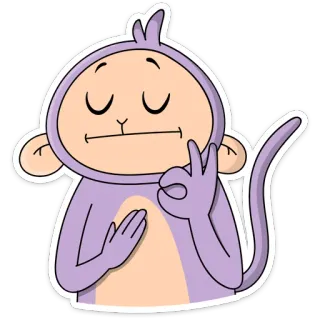 😐 monyet, perdamaian, lucu, kartun, binatang, yoga whatsapp sticker