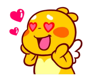 ❤ 漫画, 愛, ハート, かわいい, キャラクター, 翼, 黄色 telegram sticker