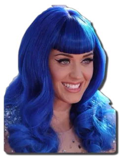 🌍 Katy Perry 歌手, ポートレイト, 青髪, ポップスター telegram sticker