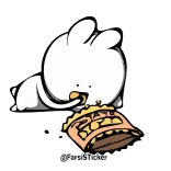 🍟 thỏ, ăn, bắp rang bơ, đồ ăn nhẹ, dễ thương, hoạt hình telegram sticker