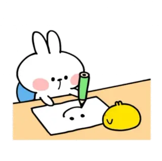 🙂 lapin, dessin, mignon, dessin animé, animal, art whatsapp sticker
