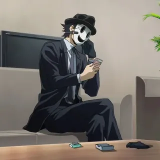 🚬 Sniper Mask High-Rise Invasion anime, mask, suit, character, sniper, high-rise invasion telegram sticker