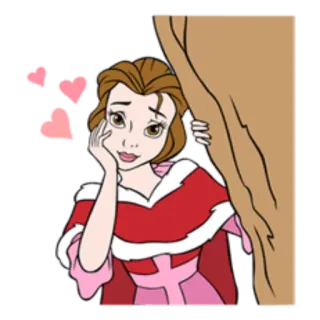 😍 Belle เบลล์, ดิสนีย์, เจ้าหญิง, โฉมงามกับเจ้าชายอสูร, การ์ตูน telegram sticker