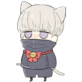 😶 @HAWKS Anime, Katze, Süß, Chibi, Kawaii, Fanart telegram sticker
