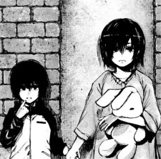 ☹ anime, manga, children, sad, black and white, drawing telegram sticker