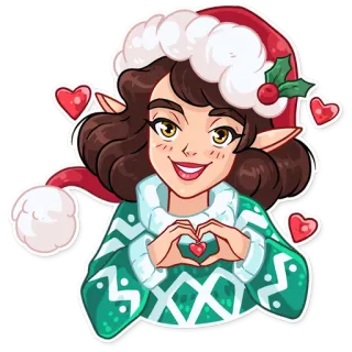 🥰 weihnachten, elf, herz, urlaub, cartoon, süß, winter whatsapp sticker