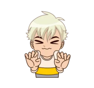 😱 Cartoon, Personage, Aziatisch, Jongen, Schattig, Sticker whatsapp sticker