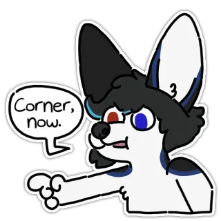 👈 Corner, now. furry, cartoon, animal, dog, corner, command, now whatsapp sticker