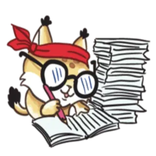 📝 mèo, viết, học tập, văn phòng, kính, bút, giấy, sinh viên whatsapp sticker