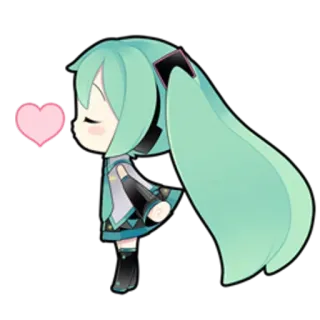 😘 Hatsune Miku Anime, Vocaloid, Lindo, Chibi, Kawaii, Amor telegram sticker