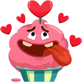 😍 Кекс, Сердечки, Десерт, Еда, Мультфильм telegram sticker