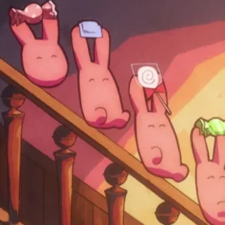 🎟 Anime, Rosa, Fofo, Escadas, Kawaii, Coelhos, Chupa-chupa whatsapp sticker
