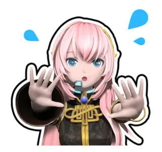 😓 Megurine Luka Anime, Virtuelles Idol, Vocaloid, Süß, Weiblich, Digitale Kunst, Kawaii telegram sticker