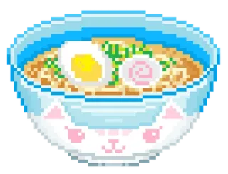 💙 ramen, food, cat, pixel art, kawaii, cute telegram sticker