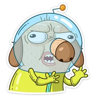 😠 Dibujo animado, Perro, Astronauta, Traje espacial, Divertido, Ilustración whatsapp sticker