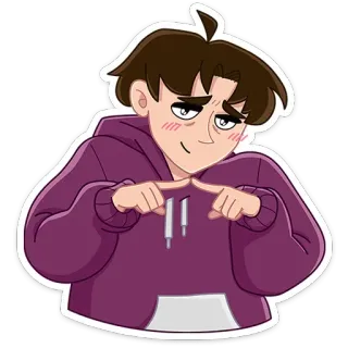 ☺️ การ์ตูน, อนิเมะ, คน, ตัวละคร, สีม่วง, ยิ้ม telegram sticker