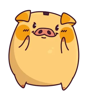 🤗 porco, fofo, animal, desenho animado, amarelo, adesivo whatsapp sticker