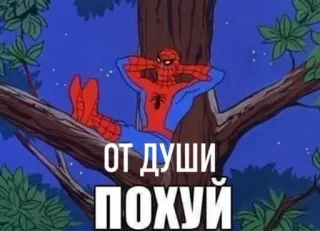 😝 Spider-Man ОТ ДУШИ ПОХУЙ Spider-Man, Meme, Russisch, Ausdruck, Sorglos telegram sticker