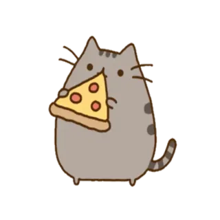 🐈 Pusheen Katze, Pizza, Pusheen, Essen, Cartoon, Aufkleber telegram sticker