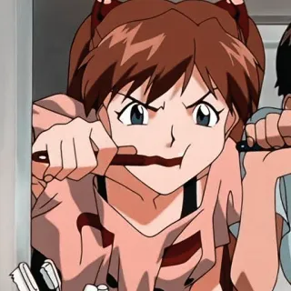 🦷 Asuka Langley Soryu Neon Genesis Evangelion anime, evangelion, asuka, toothbrush telegram sticker