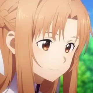 🍂 Asuna Yuuki Sword Art Online anime, kartun, tersenyum, gadis, imut whatsapp sticker