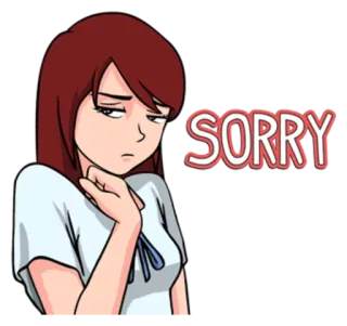 🙏 SORRY scusa, triste, mi dispiace, donna, cartone animato whatsapp sticker