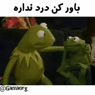 😐 Kermit باور کن درد نداره Muppety, Kermit, Lalka, Żaba, Perski telegram sticker
