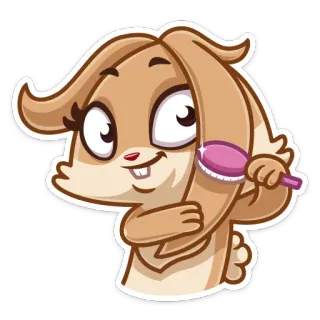 💇 kelinci, menyisir, rambut, kartun, binatang, lucu whatsapp sticker