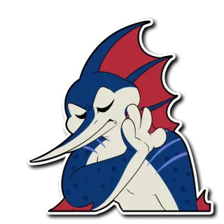 😤 cartoon, fish, character, sailfish, gesture telegram sticker