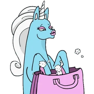 🦄 unicorn, tas, hewan, kartun, lucu, fantasi, imut telegram sticker