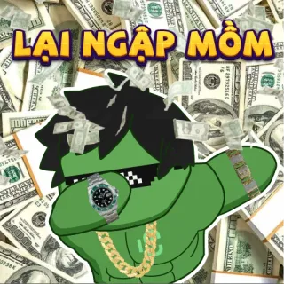 🤑 LẠI NGẬP MỒM деньги, наличные, богатство, роскошь, успех, мультяшный персонаж telegram sticker