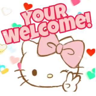 😉 Hello Kitty YOUR WELCOME! Hello Kitty, Мультфильм, Каваий, Сердечки, Розовый, Добро пожаловать, Приветствие telegram sticker