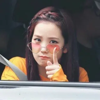 🌸 mujer, gafas de sol, corazón, retrato, dedo, kpop, chica whatsapp sticker