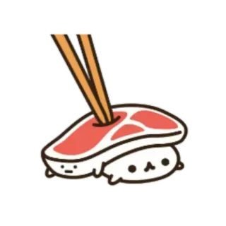 🍥 Sushi, Jedzenie, Pałeczki, Słodkie, Kreskówka, Zwierzę, Kawaii telegram sticker