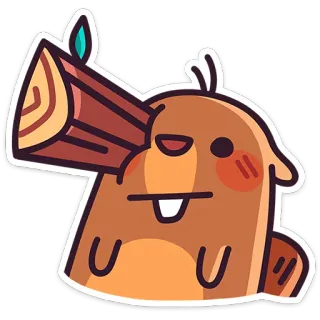 👁 castoro, animale, cartone animato, carino, legno, divertente, meme telegram sticker