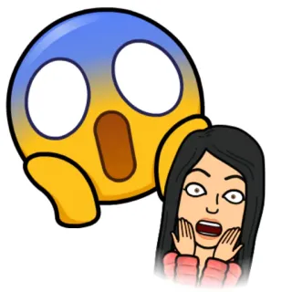 😱 bitmoji, assustado, emoji, chocado, desenho animado telegram sticker