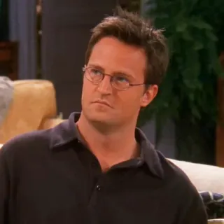 😐 Chandler Bing Friends Chandler Bing, Friends, Série TV, Matthew Perry, Sitcom, Comédie telegram sticker