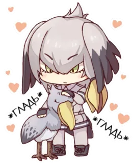 🐦 *гладь* sticker, vogel, anime, schattig, kawaii, hartjes telegram sticker