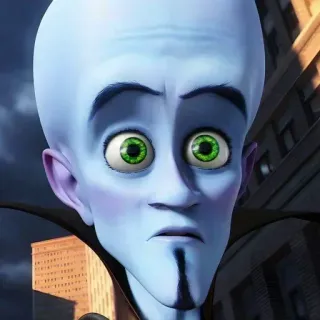 🌟 Megamind film, animation, personnage, Megamind, méchant, bleu, grosse tête telegram sticker