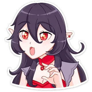 😃 anime girl, elf, cartoon, red eyes, female, sticker telegram sticker