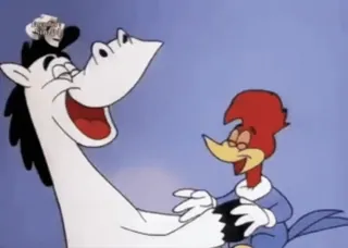 😂 Woody Woodpecker kreskówka, Woody Woodpecker, śmieszne, ptak, koń, animacja, klasyczny whatsapp sticker
