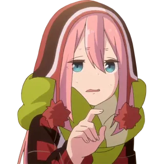 😥 Nadeshiko Kagamihara Laid-Back Camp 动漫, 摇曳露营, 可爱, 卡通, 各务原抚子 telegram sticker