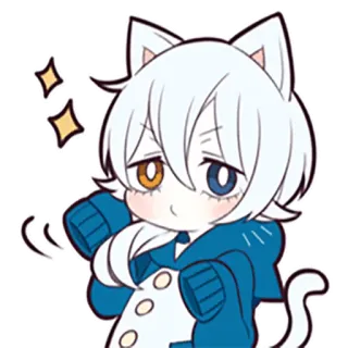 😗 kat, anime, manga, chibi, kawaii, schattig, kattenoren whatsapp sticker