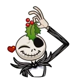 😘 Jack Skellington The Nightmare Before Christmas Jack Skellington, Christmas, mistletoe, heart, cartoon, holiday whatsapp sticker