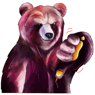👎 orso, miele, arrabbiato, illustrazione, animale telegram sticker