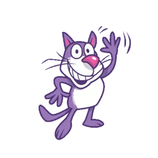 👋 gatto, cartone animato, viola, animale, divertente, amichevole telegram sticker