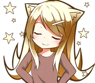 😁 Anime, Katzenohren, Süß, Funkeln, Kawaii telegram sticker