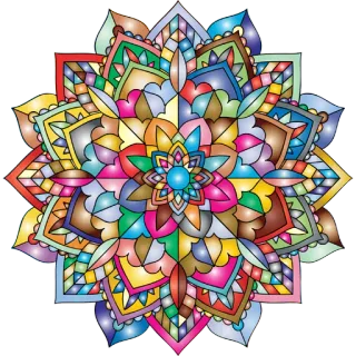 🎨 マンダラ, 花, オーナメント, パターン, 装飾, カラフル, 幾何学 telegram sticker